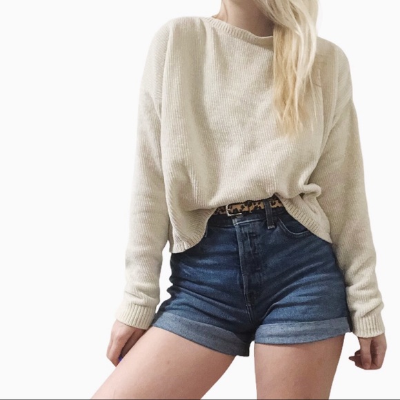 Express Sweaters - Express ivory chenille cropped sweater (M)